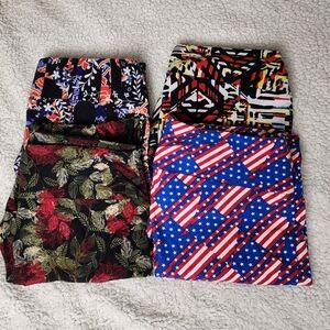 Lularoe Leggings Lot of 4 pairs Plus Size Tall & Curvy One Size Fits Most